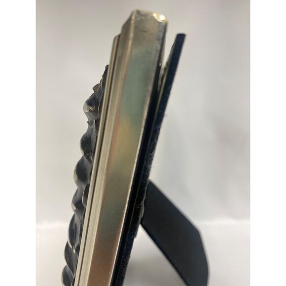 Green Tree Gallery Metal Wide Picture Frame 4"x6" Silver & Black Swirls Great - Picture 5 of 6